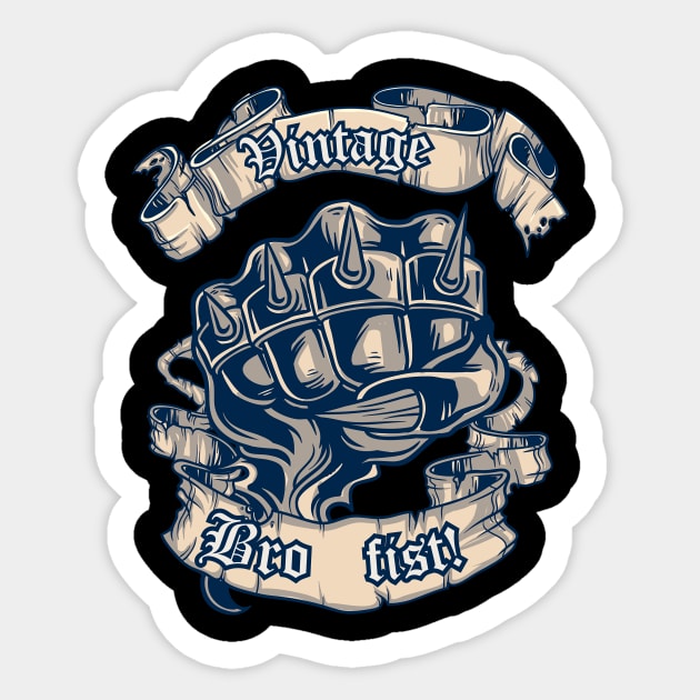 Vintage Bro Fist Sticker by Designious